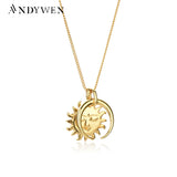 925 Sterling Silver Big Moon Sun Flower Pendant Large Necklace for Women