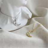 925 Silver Irregular Moon Pendant European Women Jewelry