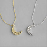 925 Silver Irregular Moon Pendant European Women Jewelry