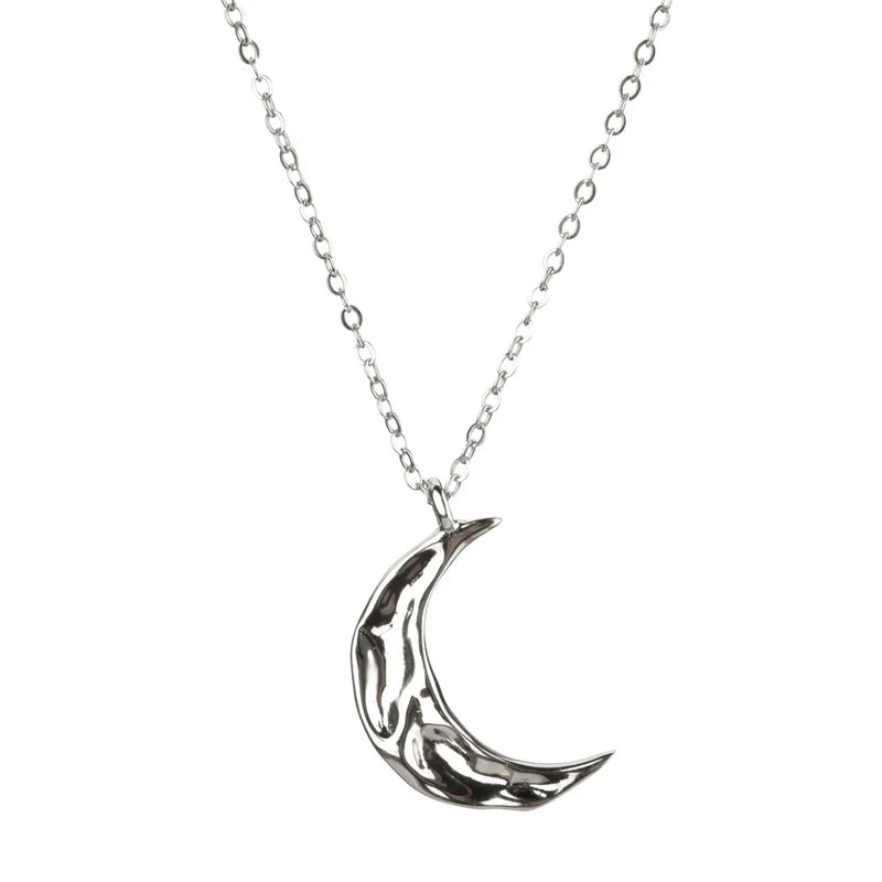 925 Silver Irregular Moon Pendant European Women Jewelry