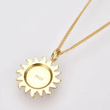 925 Silver SunFlower Women Face Pendant Necklace Long Chain Jewelry
