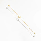 925 Silver Circle Pendant Bracelet Chain CZ Zircon Crystal Jewelry