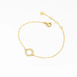 925 Silver Circle Pendant Bracelet Chain CZ Zircon Crystal Jewelry