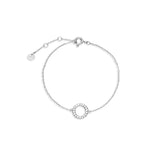 925 Silver Circle Pendant Bracelet Chain CZ Zircon Crystal Jewelry