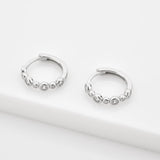 925 Silver 10mm Zircon CZ Charm Hoops Earrings Circle Women Jewelry