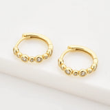 925 Silver 10mm Zircon CZ Charm Hoops Earrings Circle Women Jewelry