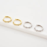 925 Silver 10mm Zircon CZ Charm Hoops Earrings Circle Women Jewelry