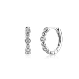 925 Silver 10mm Zircon CZ Charm Hoops Earrings Circle Women Jewelry