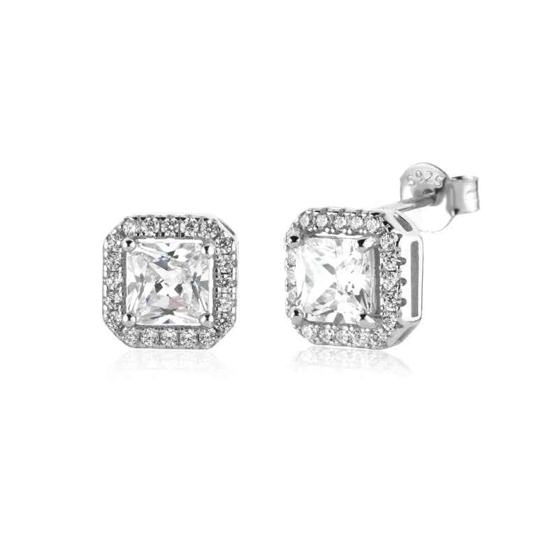 925 Silver CZ Zircon Stud Earrings for Women Gift