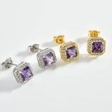 925 Silver CZ Zircon Stud Earrings for Women Gift
