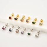925 Silver 12 Colors Zircon CZ Stud Earring Women Jewelry Gift Clips