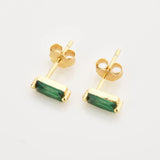 925 Silver 12 Colors Square Zircon Earrings Women Fine Jewelry Gift
