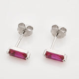 925 Silver 12 Colors Square Zircon Earrings Women Fine Jewelry Gift