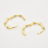 925 Silver 14.5mm Hoops Crystal CZ Zircon Piericng Earrings