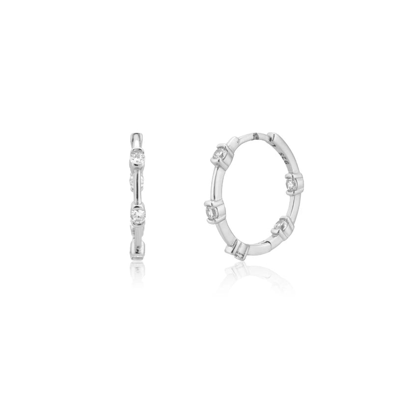 925 Silver 14.5mm Hoops Crystal CZ Zircon Piericng Earrings
