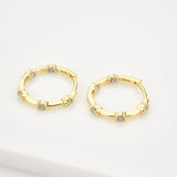 925 Silver 14.5mm Hoops Crystal CZ Zircon Piericng Earrings