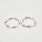 925 Silver 14.5mm Hoops Crystal CZ Zircon Piericng Earrings