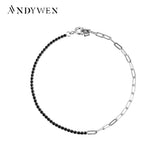 925 Silver CZ Geometric Square Chains Bracelet Women Bangle