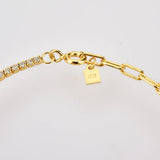925 Silver CZ Geometric Square Chains Bracelet Women Bangle