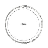 925 Silver CZ Geometric Square Chains Bracelet Women Bangle