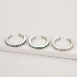 925 Silver Purple Zircon Ear Cuff Green CZ Clip On Earring