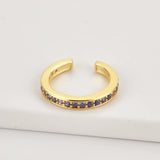 925 Silver Purple Zircon Ear Cuff Green CZ Clip On Earring