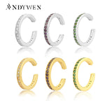 925 Silver Purple Zircon Ear Cuff Green CZ Clip On Earring