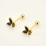 925 Sterling Silver Clear Butterfly Piercing Stud Earring