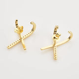 925 Silver Cross Zircon Stud Earring Piercing Clips Jewelry