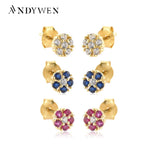 925 Silver Flower Stud Earring Piercing Punk Wedding Clips