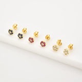 925 Silver Flower Stud Earring Piercing Punk Wedding Clips