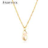 925 Silver Pearl Pendant Long Chain Women Jewelry