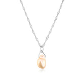 925 Silver Pearl Pendant Long Chain Women Jewelry