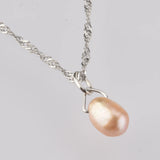 925 Silver Pearl Pendant Long Chain Women Jewelry