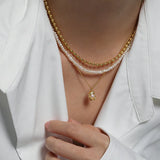 925 Silver Pearl Shell Pendant Long Chain Necklace for Women