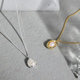 925 Silver Pearl Shell Pendant Long Chain Necklace for Women
