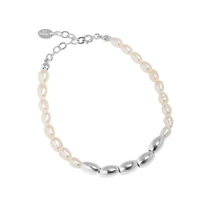 925 Sterling Silver Pearl Chain Choker Necklace Long Charm Women Wedding Jewelry