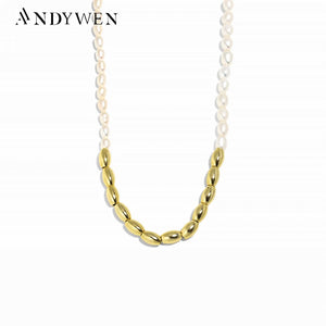 925 Sterling Silver Pearl Chain Choker Necklace Long Charm Women Wedding Jewelry