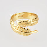 925 Sterling Silver Resizable Rock Punk Leafs Rings Open Size