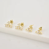 925 Silver Pearl Zircon Stud Earring Piercing Punk Pendiente