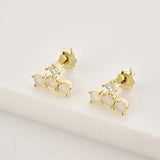 925 Silver Pearl Zircon Stud Earring Piercing Punk Pendiente