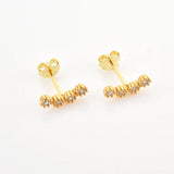 925 Silver Piercing Line Zircon Stud Earrings Women Jewelry