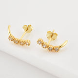 925 Silver Piercing Line Zircon Stud Earrings Women Jewelry