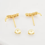 925 Silver Piercing Line Zircon Stud Earrings Women Jewelry