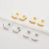 925 Silver Piercing Line Zircon Stud Earrings Women Jewelry