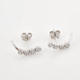 925 Silver Piercing Line Zircon Stud Earrings Women Jewelry