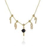 925 Sterling Silver Winter Beads Chain Key Charm Necklace