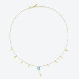 925 Silver Aquamarine CZ Drop Pendant Necklace