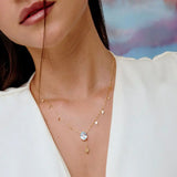 925 Silver Aquamarine CZ Drop Pendant Necklace