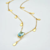 925 Silver Aquamarine CZ Drop Pendant Necklace